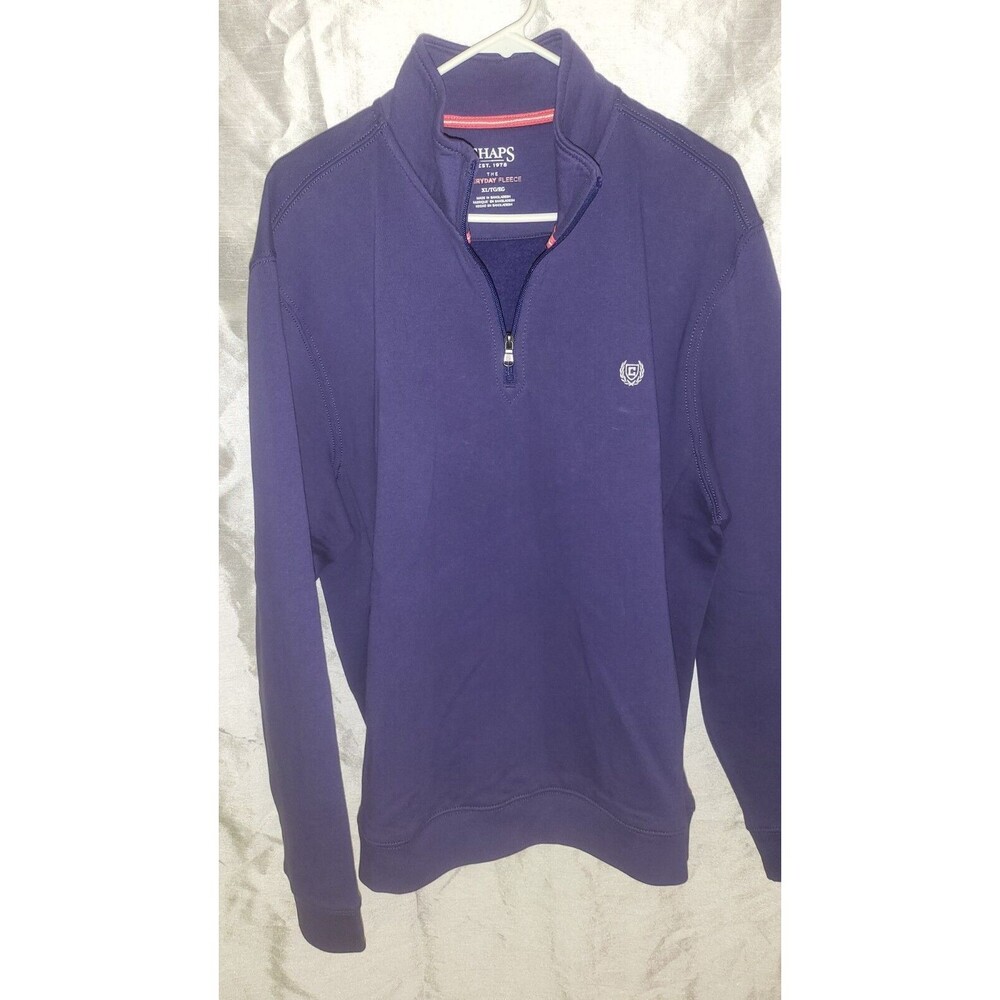 Chaps Everyday Fleece Sweatshirt Men's XL Long Sleeve Embroidered Logo Navy - Picture 1 of 4